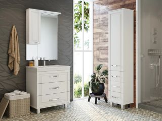 Напольный шкаф - пенал Misty Терра 40см с тремя ящиками правый белый